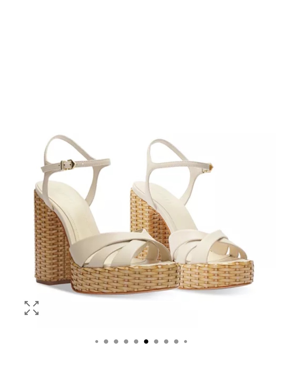 SCHUTZ Cream Woven Platform Block Heel Sandals